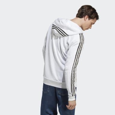 weiße adidas jacke goldene streifen kaputze|Jacken in Weiß .